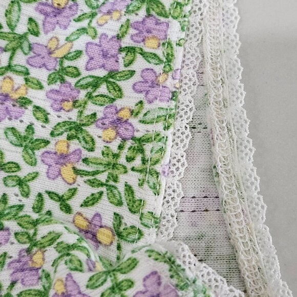 PinkK Vintage Y2K Kmart Floral Nightgown Sz Large Dainty Lace Trim Green Purple - Picture 5 of 10